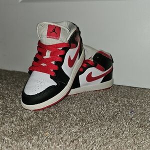 Nike Kids' Black, White, and Red High-Top Sneakers